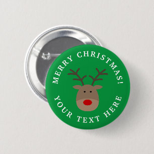 Vrolijk Kerstfeest rode neus rendier Vakantie knop Ronde Button 5,7 Cm
