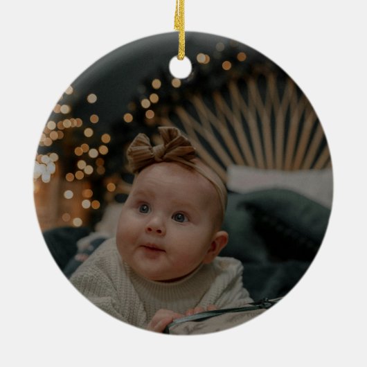 Vrolijk Kerstfeest Rode Pagode Kerstboom 1-Foto Keramisch Ornament (Achterkant)