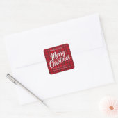 Vrolijk Kerstfeest Rode Plaid Kaars Sticker | Vaka (Envelop)