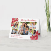 Vrolijk Kerstfeest Rode Poinsettia Waterverf Vakan Kaart (Voorkant)