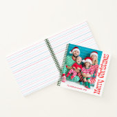 Vrolijk Kerstfeest Rode Retro Script Familie Foto Notitieboek (Binnen)