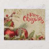 Vrolijk kerstfeest  rode sierplanten en bessen feestdagenkaart (Voorkant)