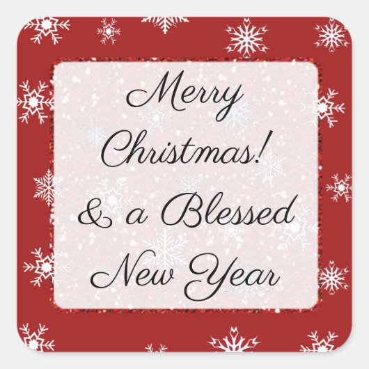 Vrolijk kerstfeest rode sneeuwvlok Stickers (Voorkant)