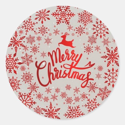 Vrolijk Kerstfeest Rode Sneeuwvlokken Vakantie Sti Ronde Sticker (Voorkant)