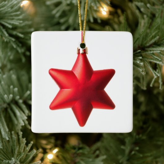 Vrolijk kerstfeest Rode ster met sms Keramisch Ornament (Boom)