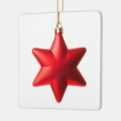 Vrolijk kerstfeest Rode ster met sms Keramisch Ornament (Links)