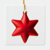 Vrolijk kerstfeest Rode ster met sms Keramisch Ornament (Voorkant)