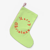 Vrolijk Kerstfeest Rode Stof Font Licht Groen Kleine Kerstsok (Voorkant (Hangend))