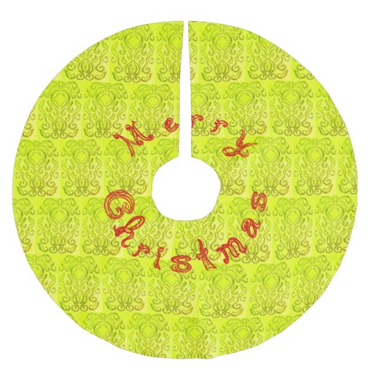 Vrolijk Kerstfeest Rode Stof Font Warm Groen Damas Kerstboom Rok (Voorkant)