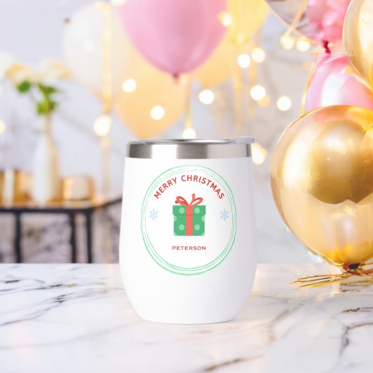 Vrolijk Kerstfeest rode tekst geschenkdoos op wit (Vrijgezellenfeest)