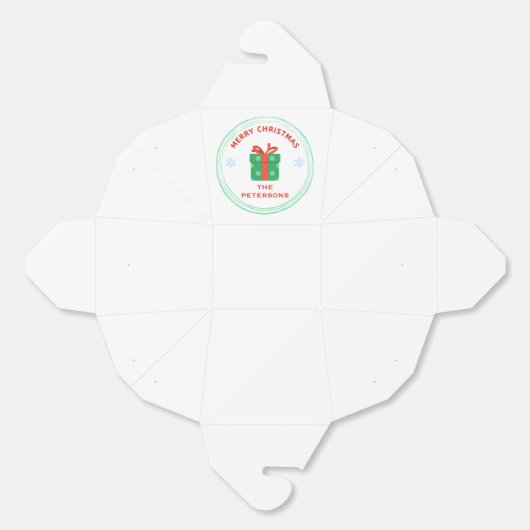 Vrolijk Kerstfeest rode tekst geschenkdoos op wit Bedankdoosjes (Ongevouwen)