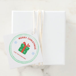 Vrolijk Kerstfeest rode tekst geschenkdoos op wit Bedankjes Labels