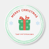 Vrolijk Kerstfeest rode tekst geschenkdoos op wit Magneet (Voorkant)