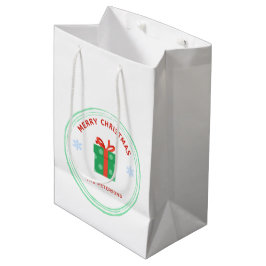 Vrolijk Kerstfeest rode tekst geschenkdoos op wit Medium Cadeauzakje