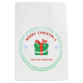 Vrolijk Kerstfeest rode tekst geschenkdoos op wit Medium Cadeauzakje (Voorkant)