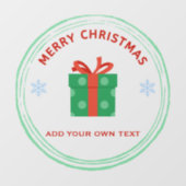 Vrolijk Kerstfeest rode tekst geschenkdoos op wit Raamsticker (Vel)