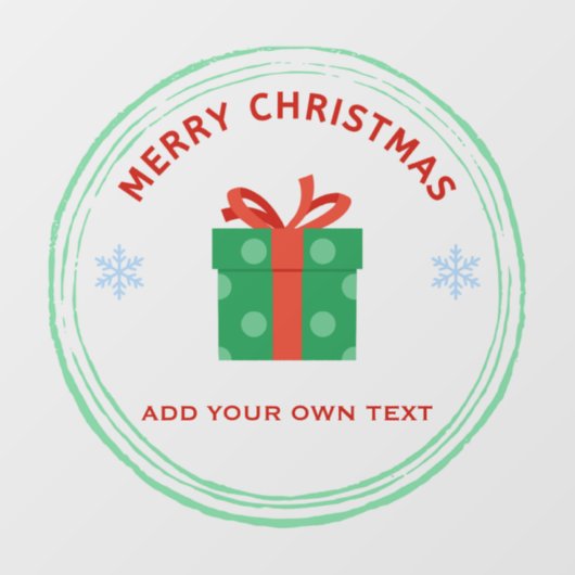 Vrolijk Kerstfeest rode tekst geschenkdoos op wit Raamsticker (Vel)