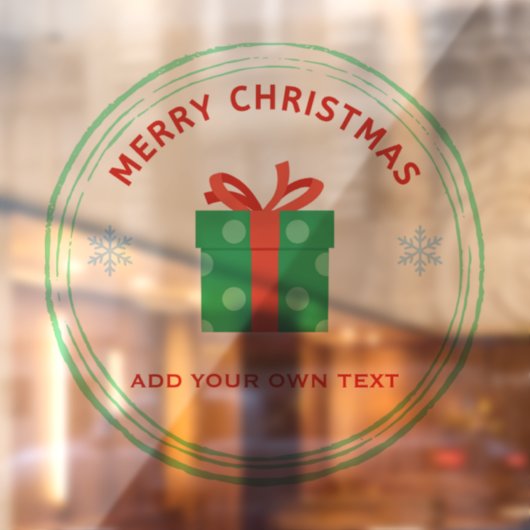 Vrolijk Kerstfeest rode tekst geschenkdoos op wit Raamsticker (Vel 2)