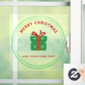 Vrolijk Kerstfeest rode tekst geschenkdoos op wit Raamsticker (Huis)