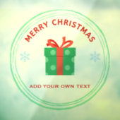 Vrolijk Kerstfeest rode tekst geschenkdoos op wit Raamsticker (Vel 3)