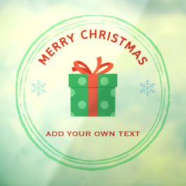 Vrolijk Kerstfeest rode tekst geschenkdoos op wit Raamsticker