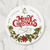 vrolijk kerstfeest | rode typografie bedankjes labels (Voorkant)