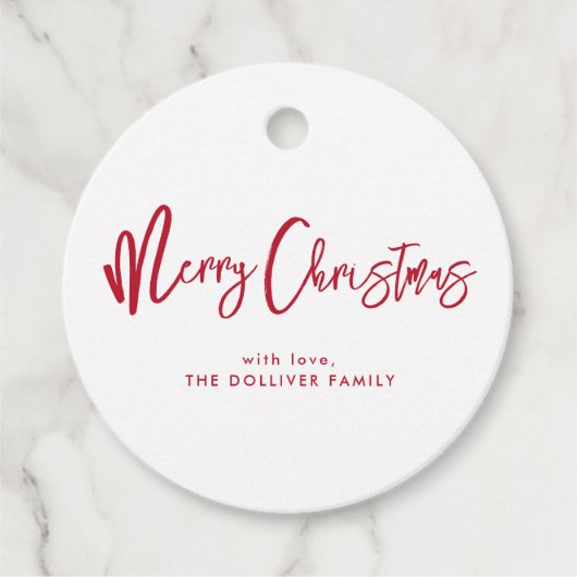 vrolijk kerstfeest | rode typografie bedankjes labels (Voorkant)