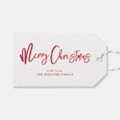 vrolijk kerstfeest | rode typografie cadeaulabel (Voorkant (Horizontaal))