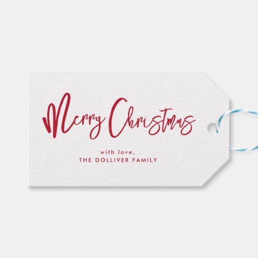 vrolijk kerstfeest | rode typografie cadeaulabel (Voorkant (Horizontaal))