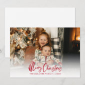 Vrolijk Kerstfeest Rode Typografie Foto Feestdagenkaart (Voorkant / Achterkant)