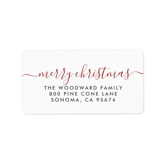 vrolijk kerstfeest | Rode Typografie Kerstvakantie Etiket (Voorkant)