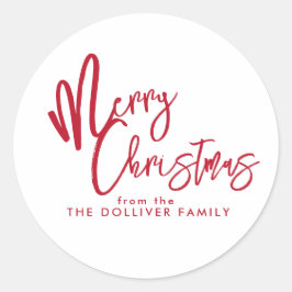 vrolijk kerstfeest | rode typografie ronde sticker