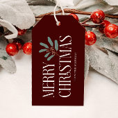 Vrolijk Kerstfeest Rode Vakantie Botanisch Cadeaulabel