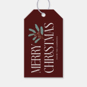 Vrolijk Kerstfeest Rode Vakantie Botanisch Cadeaulabel (Voorkant)