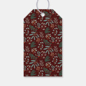 Vrolijk Kerstfeest Rode Vakantie Botanisch Cadeaulabel (Achterkant)