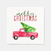 Vrolijk Kerstfeest Rode Vrachtwagen Pine Tree Rust Servet (Voorkant)