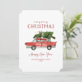 Vrolijk kerstfeest | Rode Waterverf Feestdagenkaart (Staand voorkant)