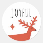 Vrolijk kerstfeest. Rode winter bosrijke rendieren Ronde Sticker (Voorkant)