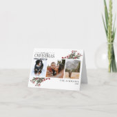 Vrolijk kerstfeest Rode winter Botanische foto Ho Feestdagen Kaart (Voorkant)