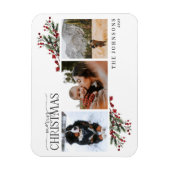 Vrolijk kerstfeest Rode winter Botanische foto Ho Magneet (Verticaal)