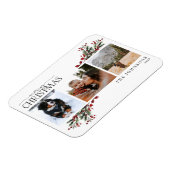 Vrolijk kerstfeest Rode winter Botanische foto Ho Magneet (Linkerzijde)