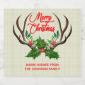 Vrolijk kerstfeest Roeustige Antlers Bier Etiket (Enkel label)