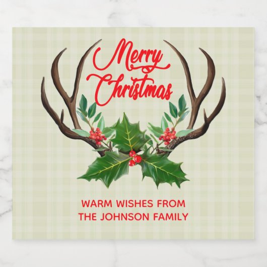 Vrolijk kerstfeest Roeustige Antlers Bier Etiket (Enkel label)