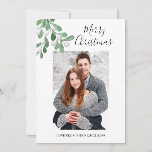 Vrolijk kerstfeest Romantische foto Feestdagenkaart (Voorkant)