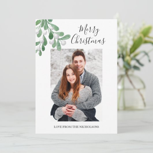 Vrolijk kerstfeest Romantische foto Feestdagenkaart (Staand voorkant)
