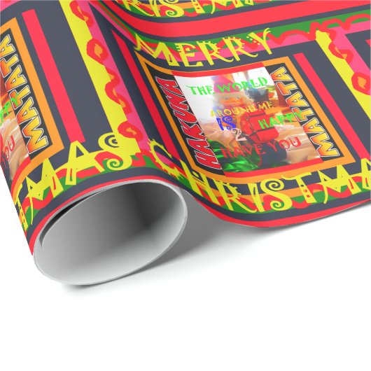 Vrolijk kerstfeest rond cadeaupapier (Rol Hoek)