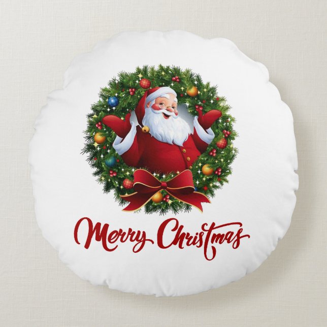 Vrolijk kerstfeest rond kussen (Voorkant)