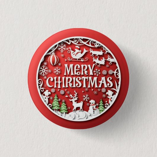 Vrolijk kerstfeest ronde button 3,2 cm (Voorkant)