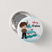 Vrolijk kerstfeest ronde button 3,2 cm (Voorkant /achterkant)