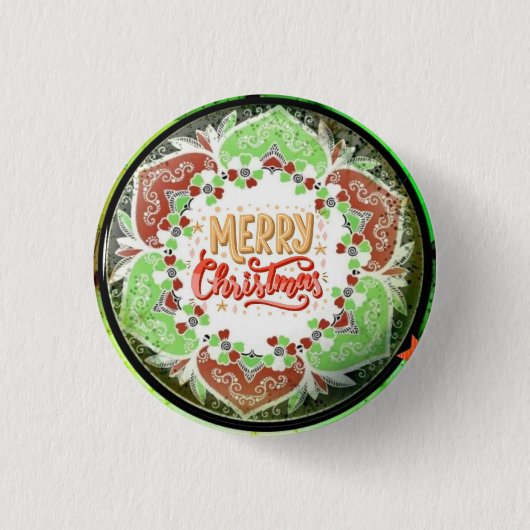 Vrolijk kerstfeest ronde button 3,2 cm (Voorkant)